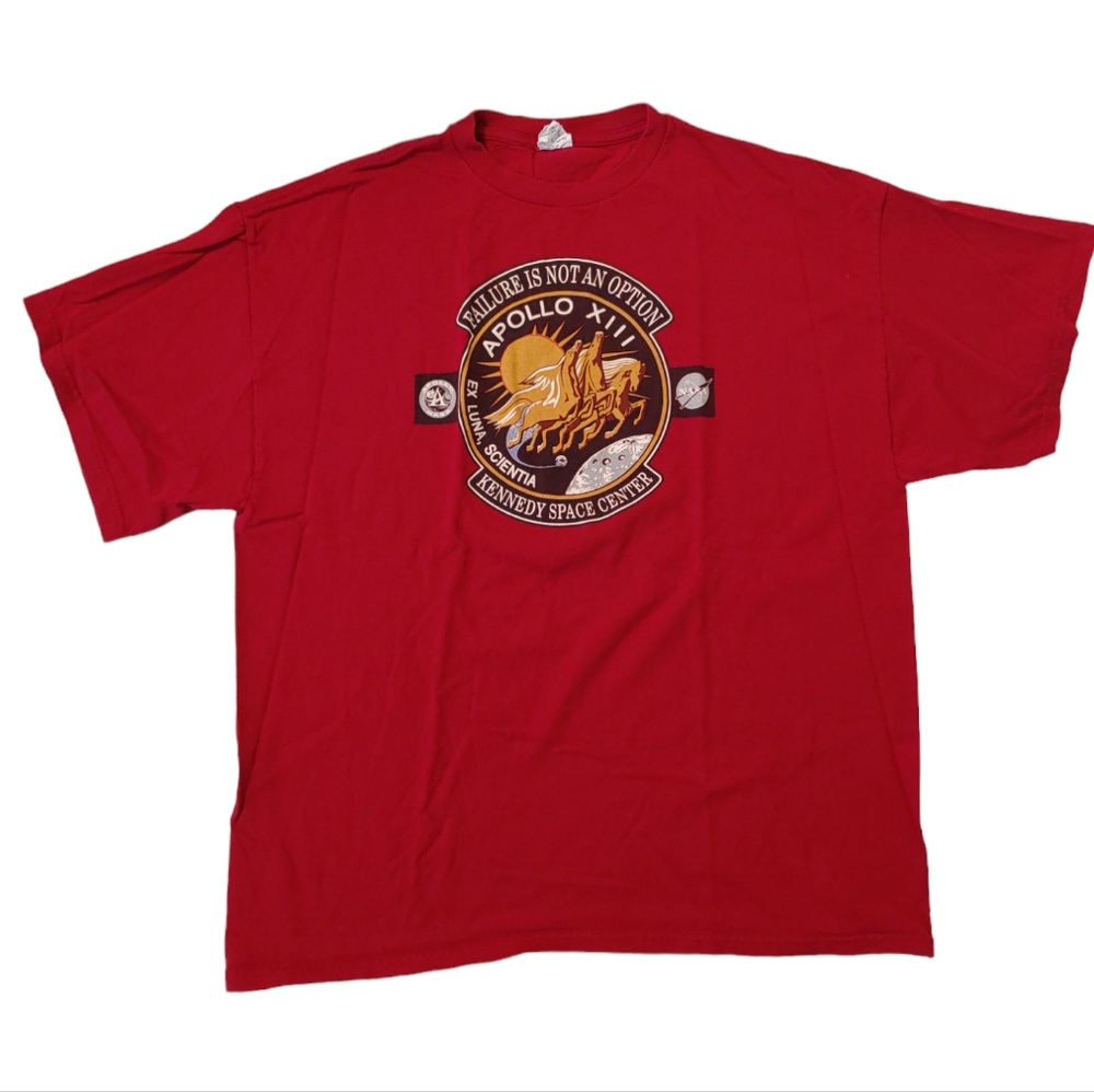 NASA Apollo XIII Failure is Not an Option Kennedy Space Center Red Tshirt Sz XL